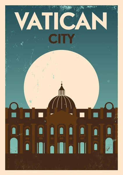 Affiche Rétro Cité du Vatican — Image vectorielle