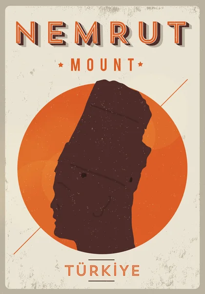 Cartel de montaña Vintage Nemrut — Vector de stock
