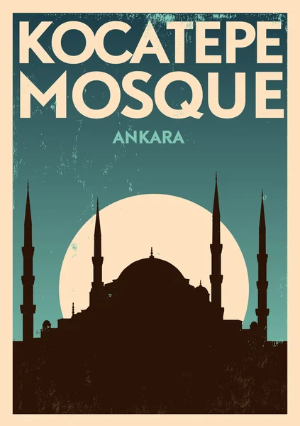 Affiche Mosquée Kocatepe Vintage — Image vectorielle