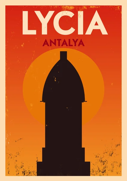 Cartel Vintage Lycia Antalya — Archivo Imágenes Vectoriales