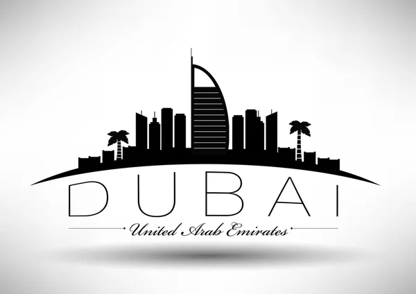 Moderno Dubai City Skyline Design — Vettoriale Stock