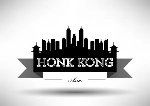 Hong kong city skyline design按喇叭香港城市天际线设计 — 图库矢量图片