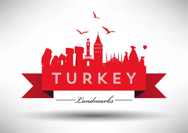 Türkiye'nin ülke skyline tasarımı — Stok Vektör
