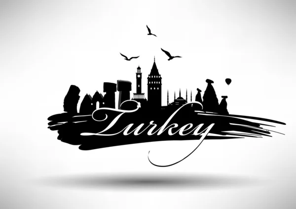 Turkey Country Skyline Design — Stock Vector