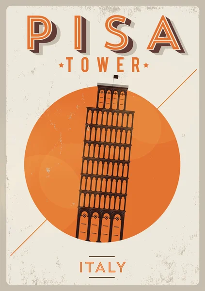 Pisa Tower Typographic City Poster — Stock Vector