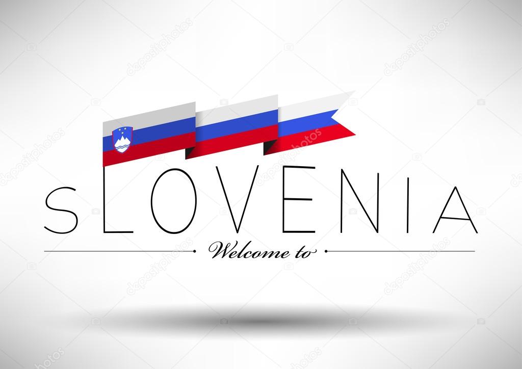 Slovenia Flag with Typography Design