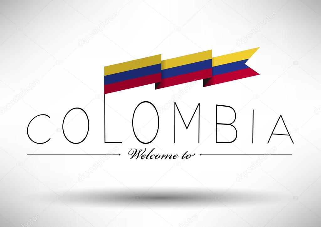 Colombia Flag with Typography Design