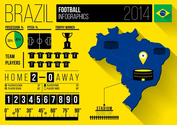 Brazil Football Infographic Design — Stock Vector