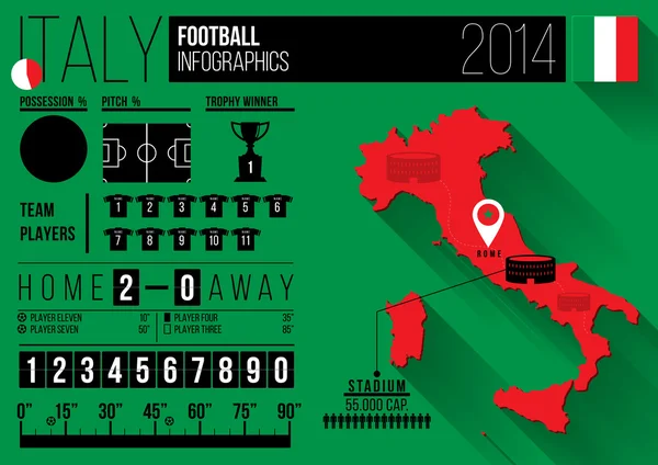 イタリア サッカー インフォ グラフィック — ストックベクタ