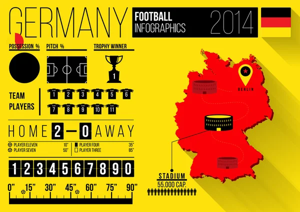 Germania Calcio Infografica — Vettoriale Stock