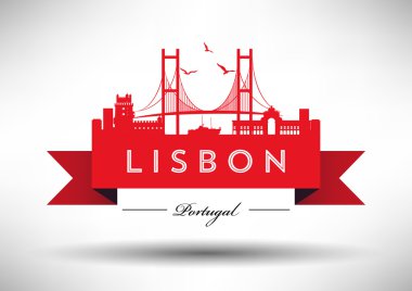 Lizbon şehir tipografi tasarım