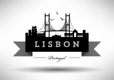 Lizbon şehir tipografi tasarım