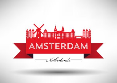 Amsterdam şehir tipografi tasarım