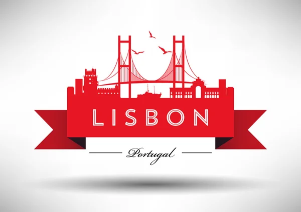 Lisbon City Typography Design — Stock Vector