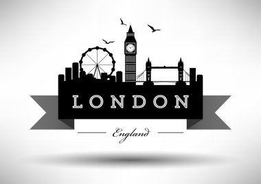 Londra şehir manzarası ile Tipografik Tasarım