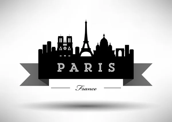 Typography Design with Paris Landmarks — Stock Vector