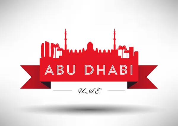 Abu Dhabi Skyline Design con tipografia — Vettoriale Stock