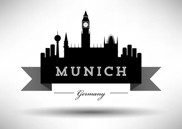Münchner Skyline mit Typografie-Design — Stockvektor