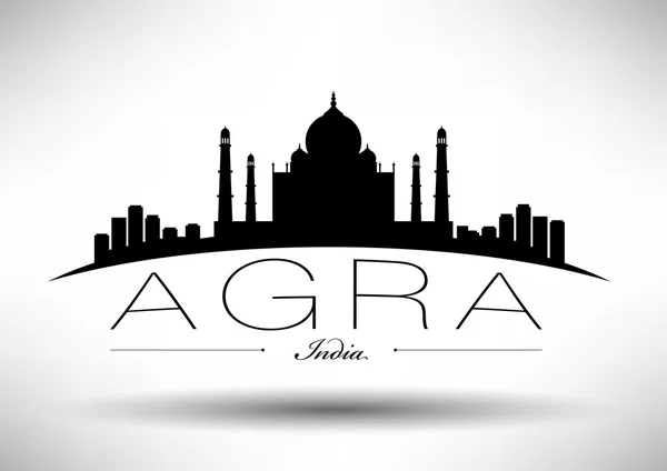 Agra Skyline with Typography Design — Stock Vector