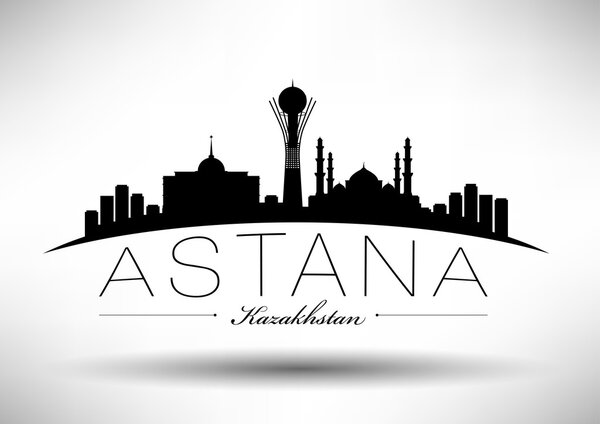 Astana Skyline с типографическим дизайном

