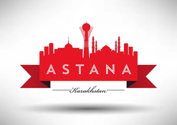 Astana Skyline mit Typografie-Design — Stockvektor