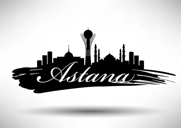 Astana Skyline with Typography Design — Stock Vector