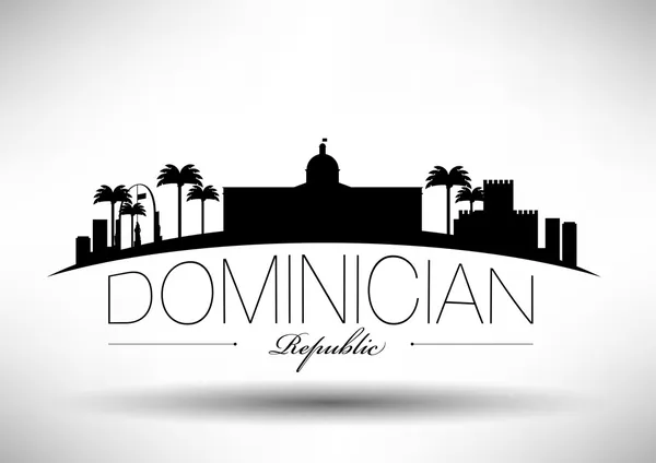Dominician Republic Skyline con diseño tipográfico — Archivo Imágenes Vectoriales