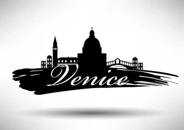 Venice Skyline with Typography Design — Stock Vector