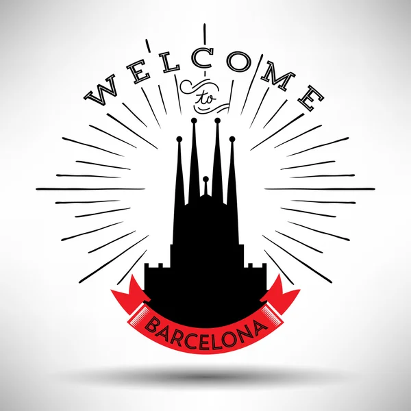 Orașul Barcelona Typographic Skyline — Vector de stoc