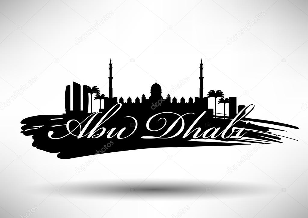 Abu Dhabi Skyline with Typography Design