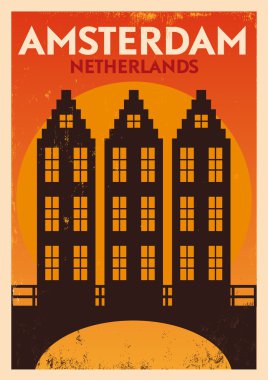 tipografik amsterdam şehir poster