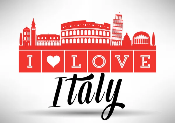 Italienska landmärke med typografiska design — Stock vektor