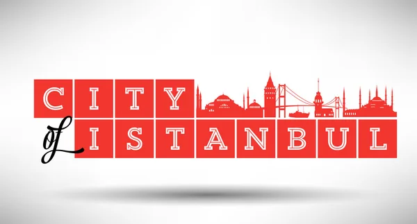 Istanbul City Line Typography Design — Stock Vector