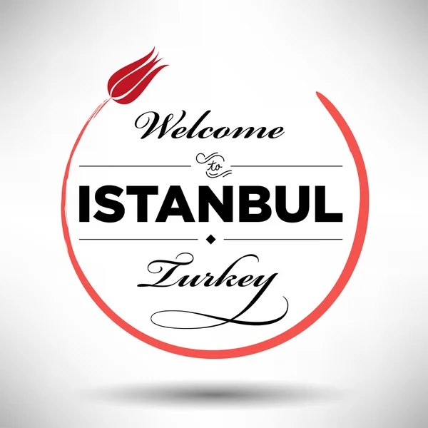 Istanbul Tipografia Design con Tulipano — Vettoriale Stock