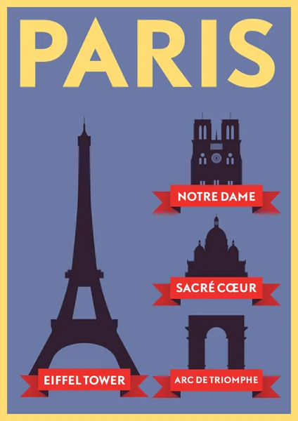 Paris City Icons Poster Design — Stock Vector