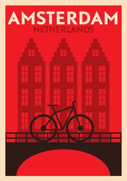 Conception d'affiche de ville Amsterdam — Image vectorielle