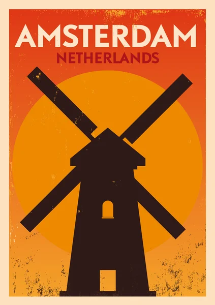 인쇄 상의 암스테르담 도시 포스터 — 스톡 벡터