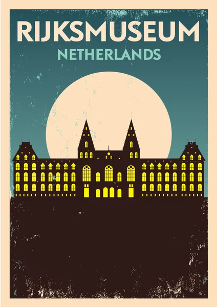 Typographic Amsterdam City Poster — Stock Vector