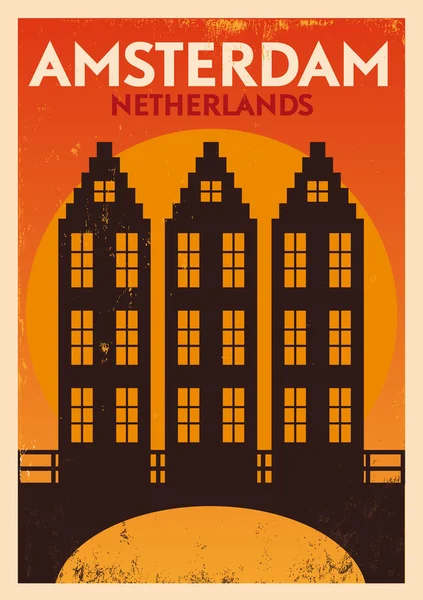 Typograficzne plakat miasto amsterdam — Wektor stockowy