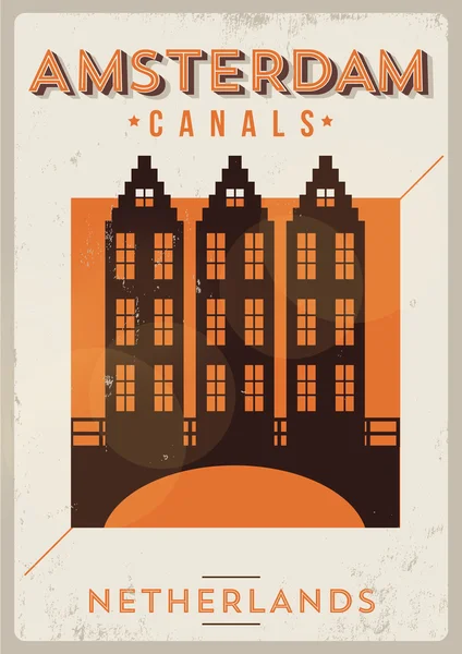 Tipografic Amsterdam City Poster — Vector de stoc