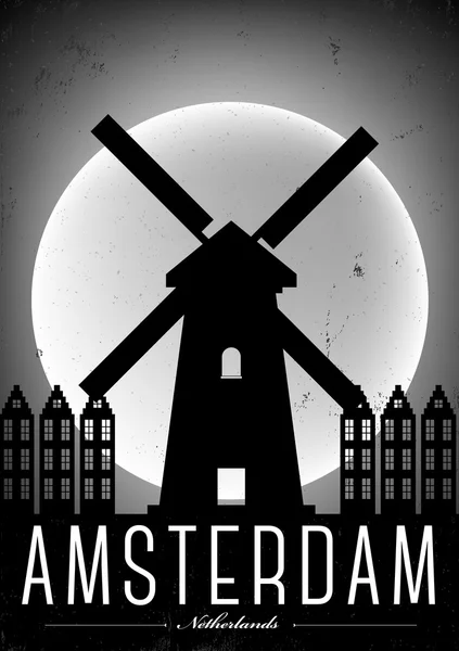 Typographic Amsterdam City Poster — Stock Vector