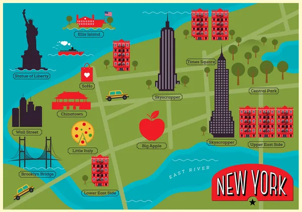 Mapa města new York — Stockový vektor