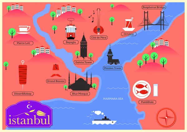 イスタンブールのベクトル地図 — ストックベクタ
