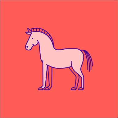 Pembe arka planda izole edilmiş bir at. Vektör illüstrasyonu