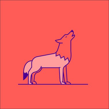 Wolf pembe arka planda izole edilmiş. Vektör illüstrasyonu