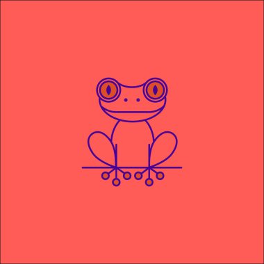 Kurbağa pembe arka planda izole edilmiş. Vektör illüstrasyonu