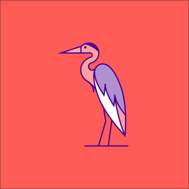 Leylek pembe arka planda izole edilmiş. Vektör illüstrasyonu