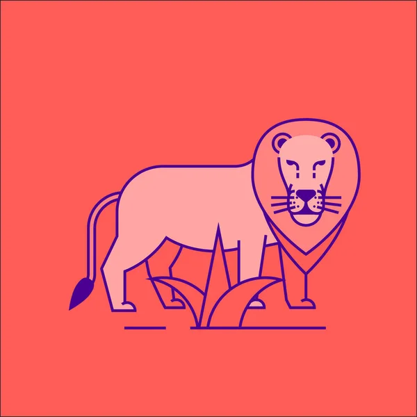 León Aislado Sobre Fondo Rosa Ilustración Vectorial — Vector de stock