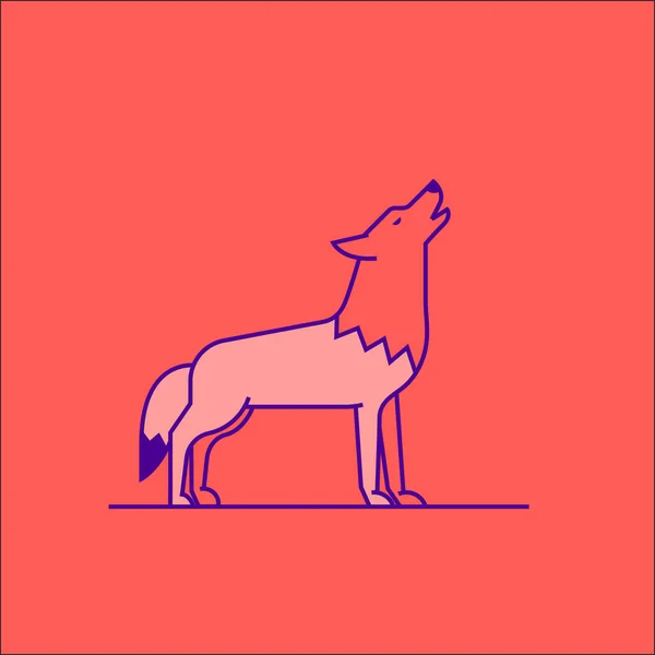 Wolf Isolated Pink Background Vector Illustration — Stock Vector