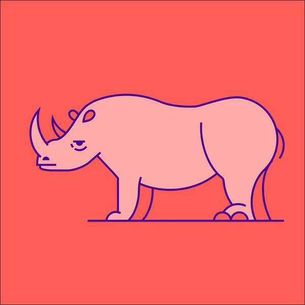 Rinoceronte Isolato Sfondo Rosa Illustrazione Vettoriale — Vettoriale Stock